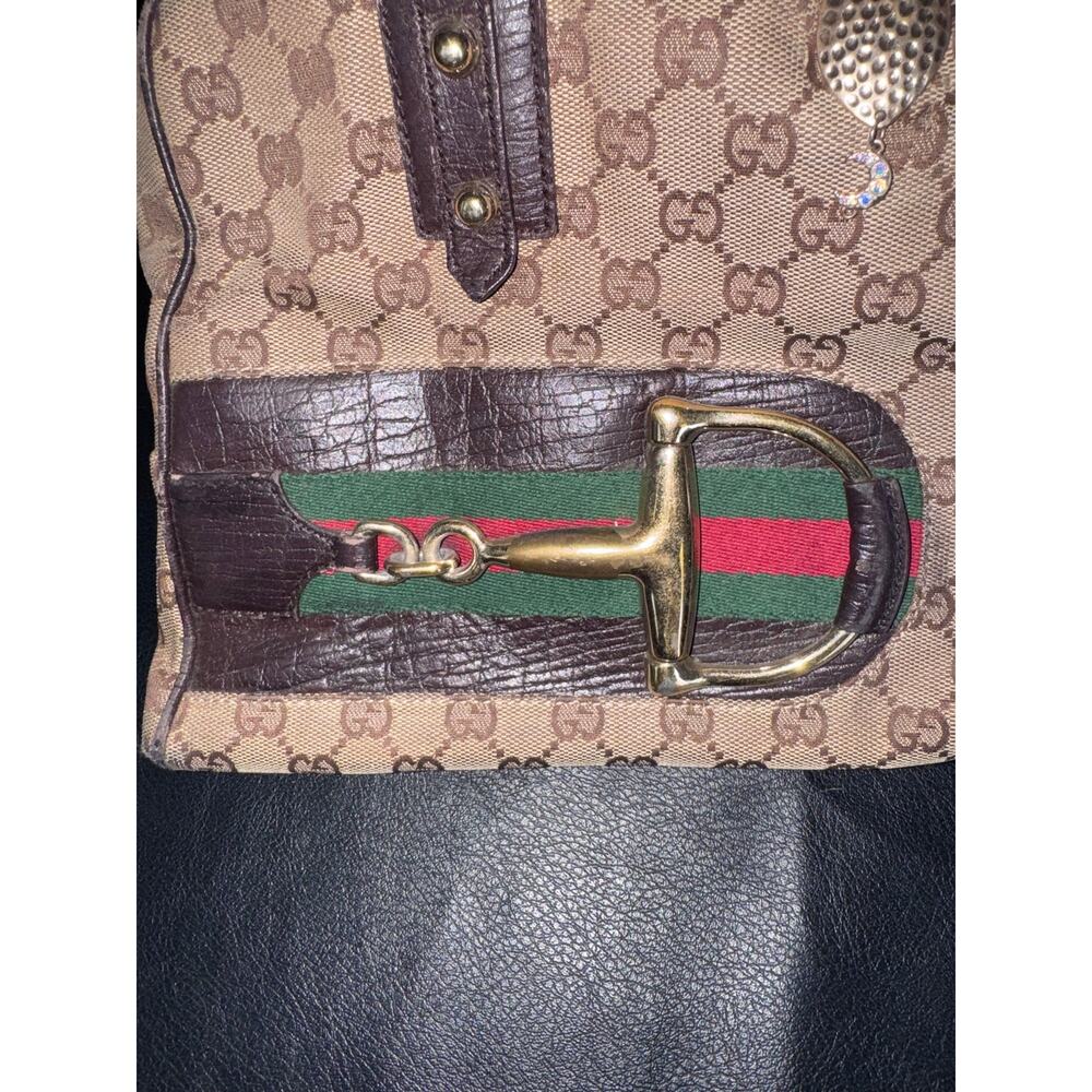 Authentic Vintage Gucci Horsebit GG Canvas Boston Satchel Bag - Picture 3 of 15